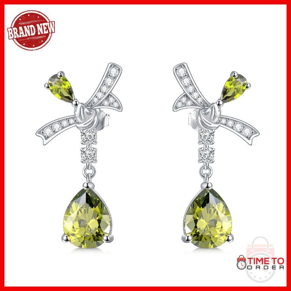 925 Sterling Silver Teardrop Dangle Earrings with Gemstones for Women